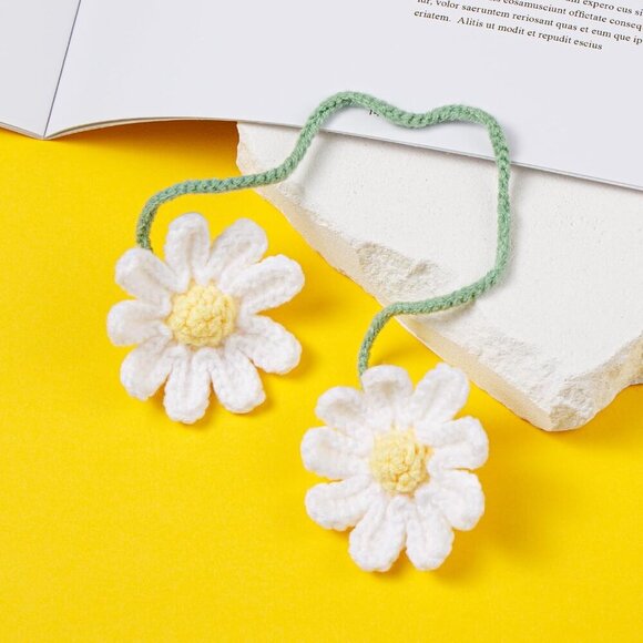 Cute Crochet Flower Car Accessories for Women Rear View Mirror Accessories Handm - Picture 4 of 6